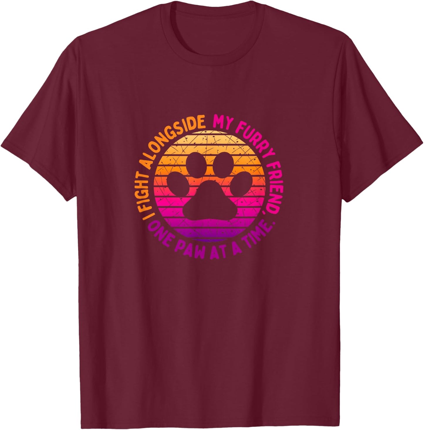 Dog Cancer Awareness Prevention Fighting the Battle Love Paw Men Women Kids T-Shirt - T-Shirt | Maroon