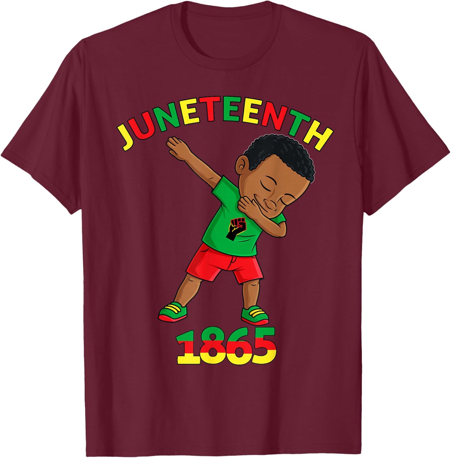 Dabbing Black King Juneteenth Melanin Brown Skin Boys Dab T-Shirt - T-Shirt | Maroon