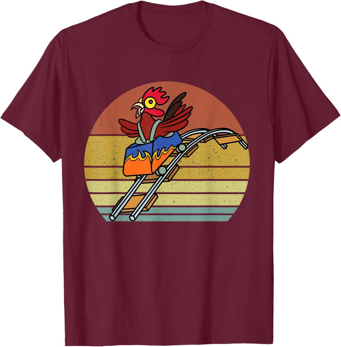Roller Coaster Chicken Theme Amusement Park Enthusiast funny T-Shirt - T-Shirt | Maroon