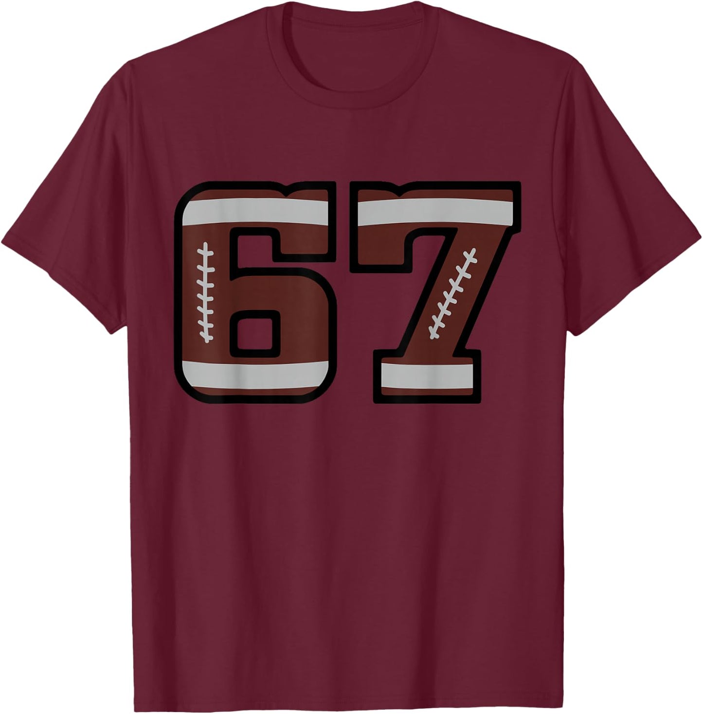 Football Number #67 T-Shirt - T-Shirt | Maroon