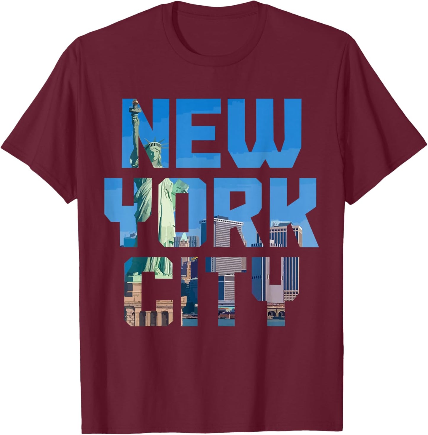 New York City NYC NY Skyline Souvenir Vintage T-Shirt - T-Shirt | Maroon