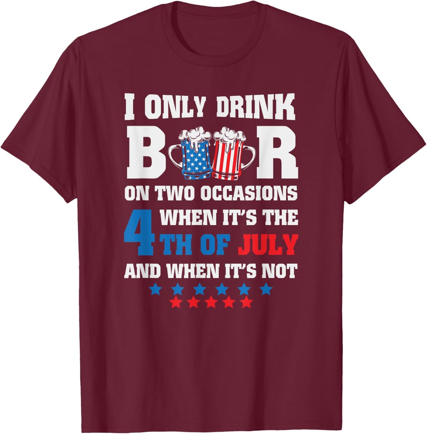 Funny 4th of July-Beer Loving Dad Drinking Gift Men USA Flag T-Shirt - T-Shirt | Maroon