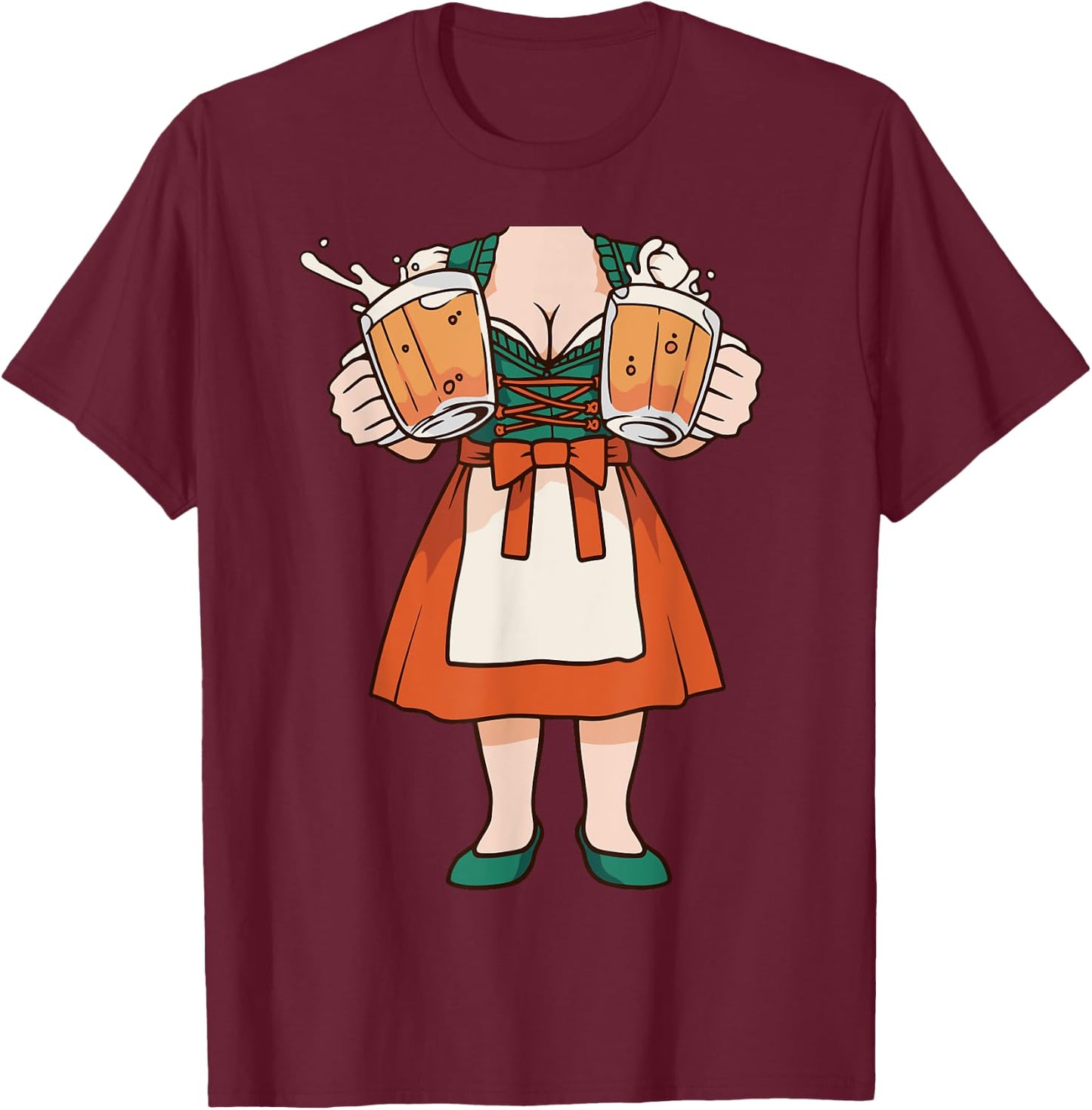 Dirndl Oktoberfest Costume Halloween Pretzel T-Shirt - T-Shirt | Maroon