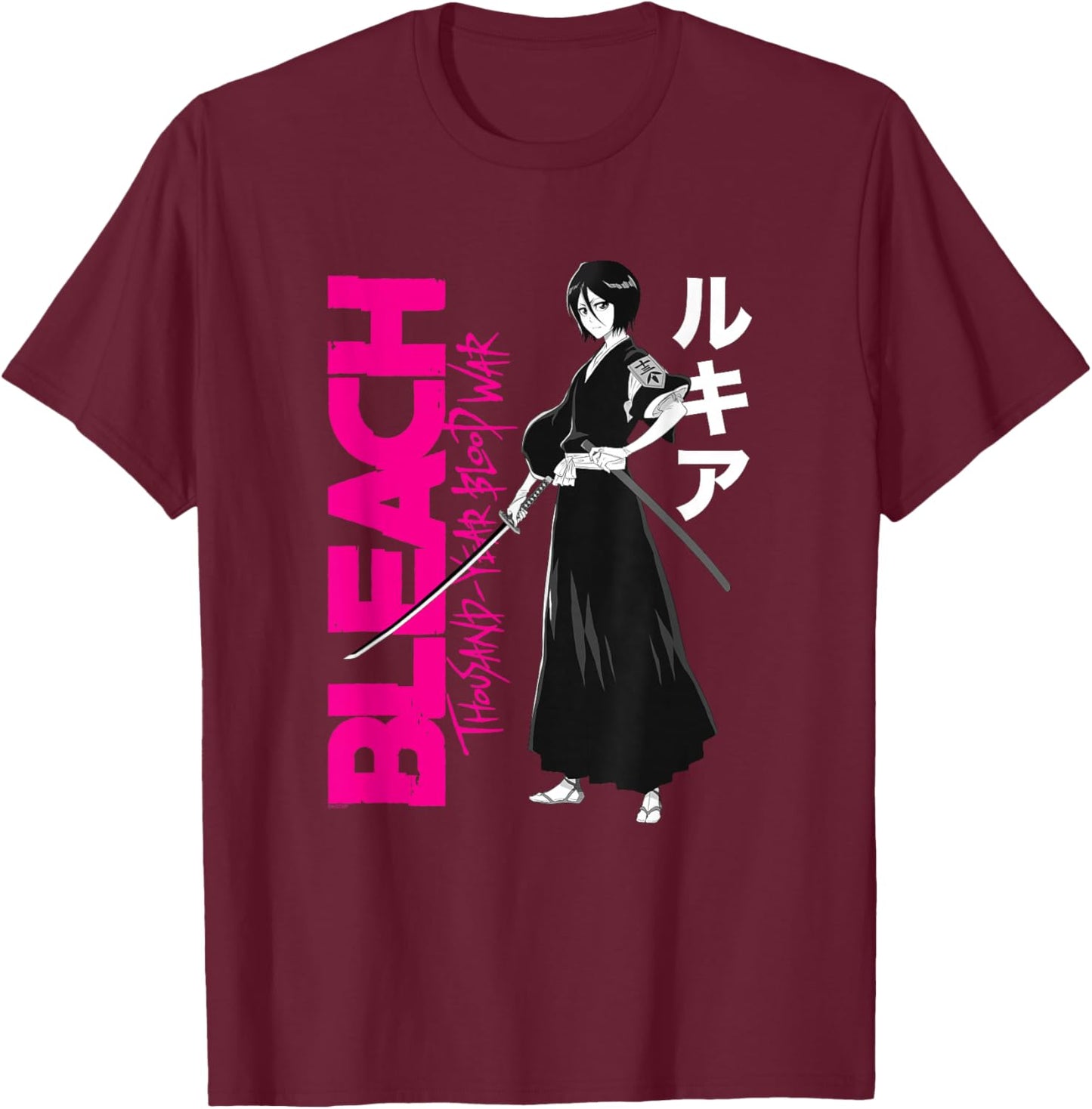 Bleach: Thousand Year Blood War Rukia with Large Logo Anime T-Shirt - T-Shirt | Maroon