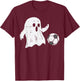 Ghost Playing Soccer Funny Football Halloween Costume Sports T-Shirt - T-Shirt | Maroon