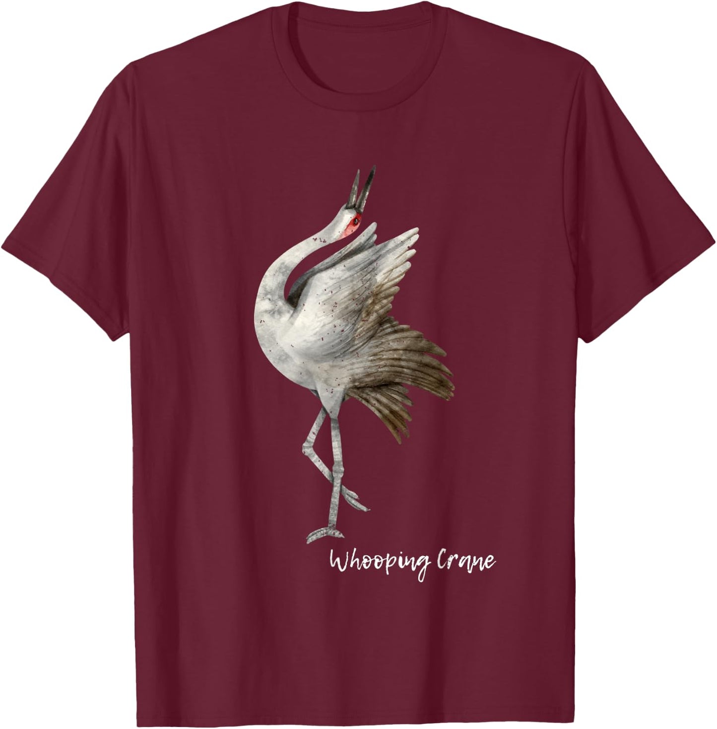 Whooping Crane Graphic Wildlife Bird Watching T-Shirt - T-Shirt | Maroon
