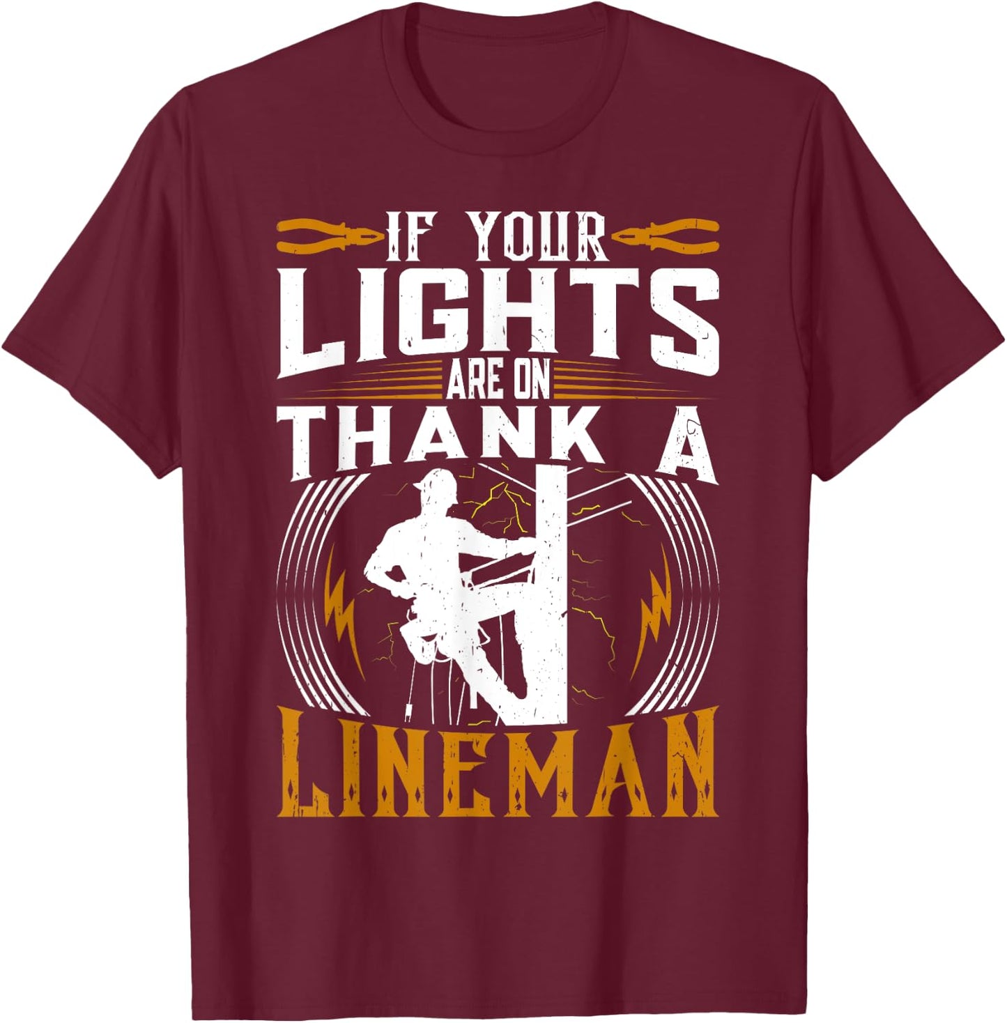 Thank a proud american electrician and lineman T-Shirt - T-Shirt | Maroon