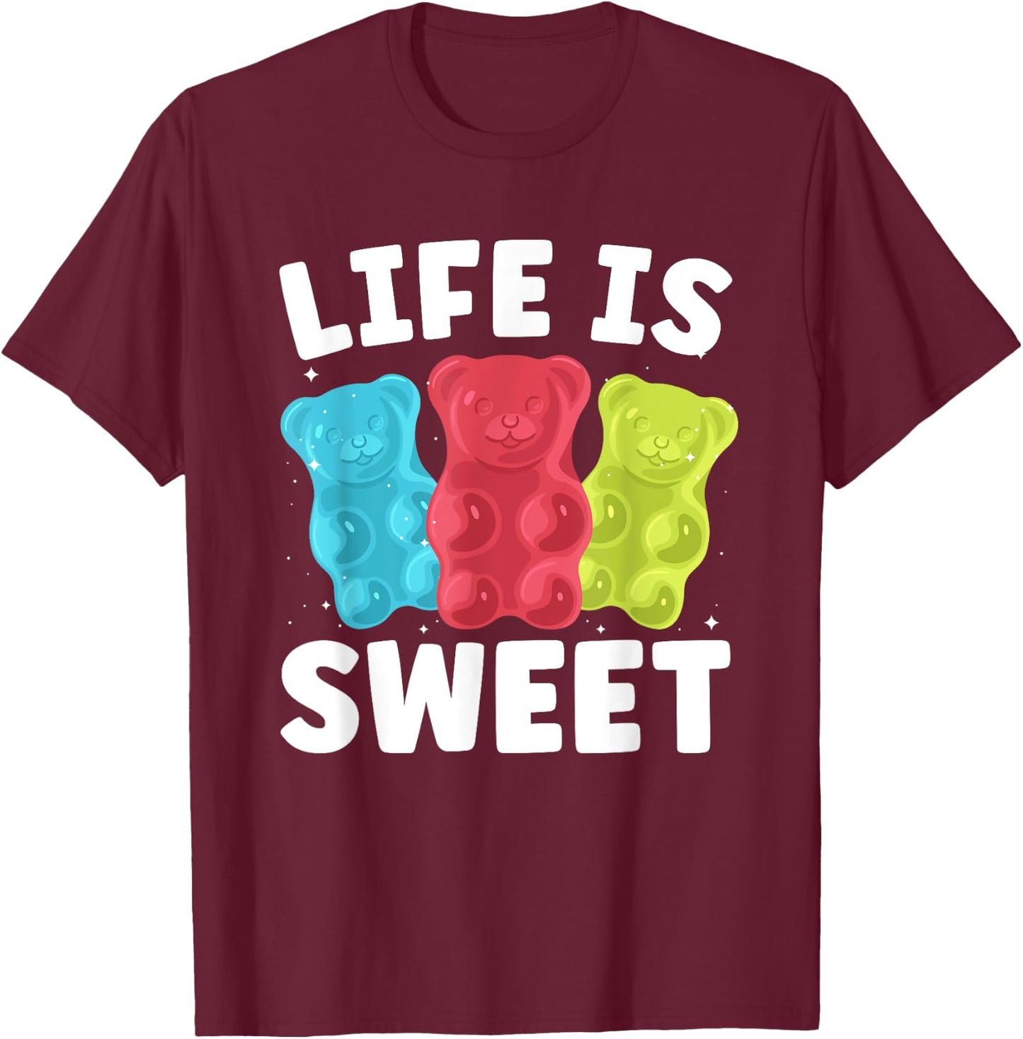 Cool Gummy Bear Art Girls Kids Candy Lover Gummies T-Shirt - T-Shirt | Maroon