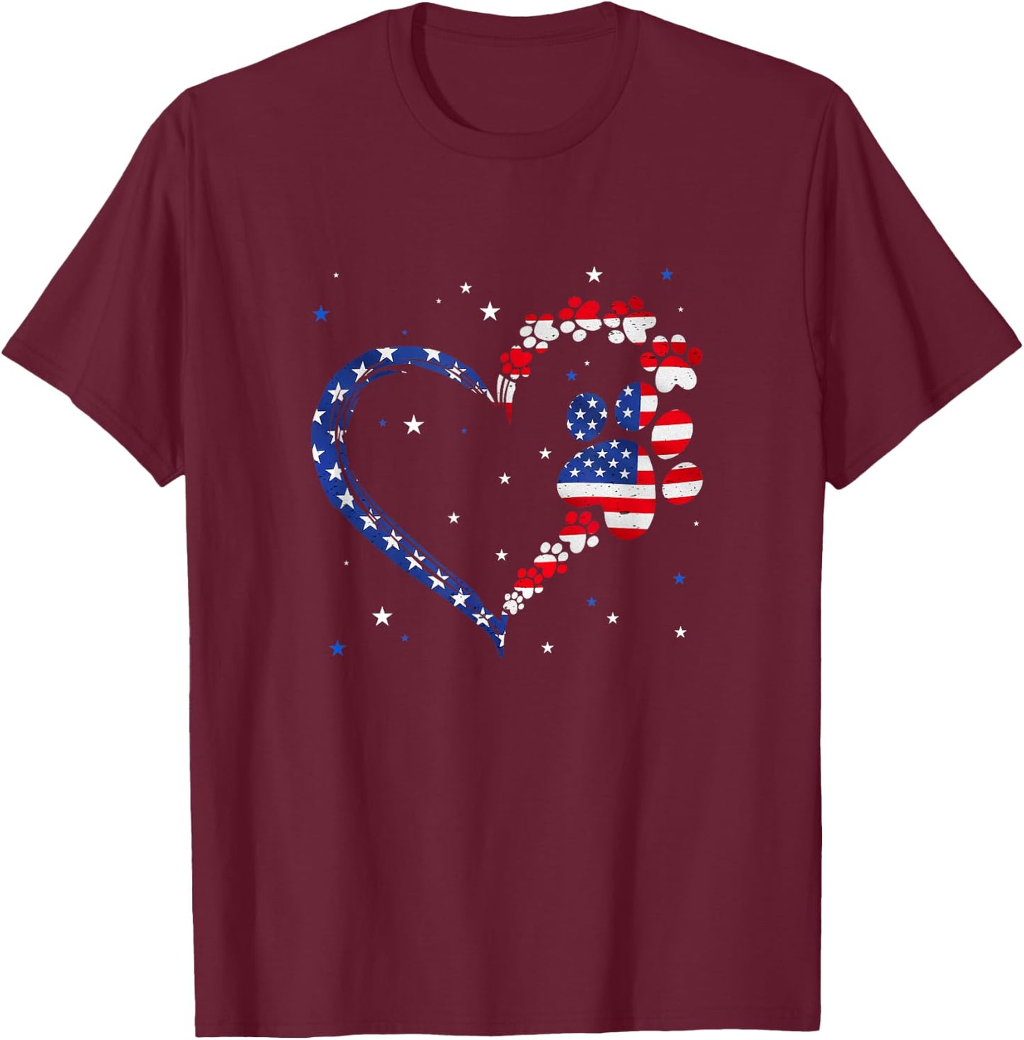 American Flag Patriotic Dog Cat 4Th Of July T-Shirt - T-Shirt | Maroon