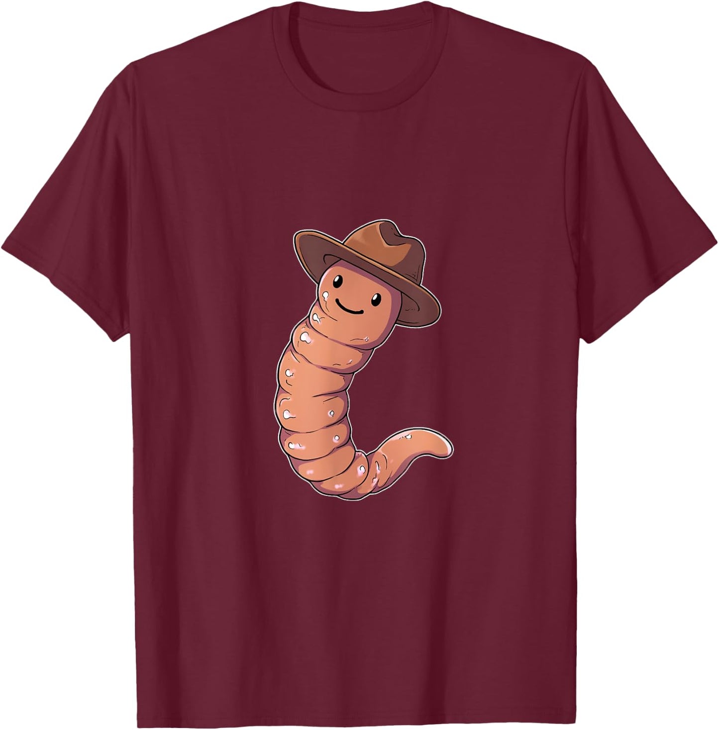 Earthworm Cowboy Hat Worm Lover Farmer Western T-Shirt - T-Shirt | Maroon