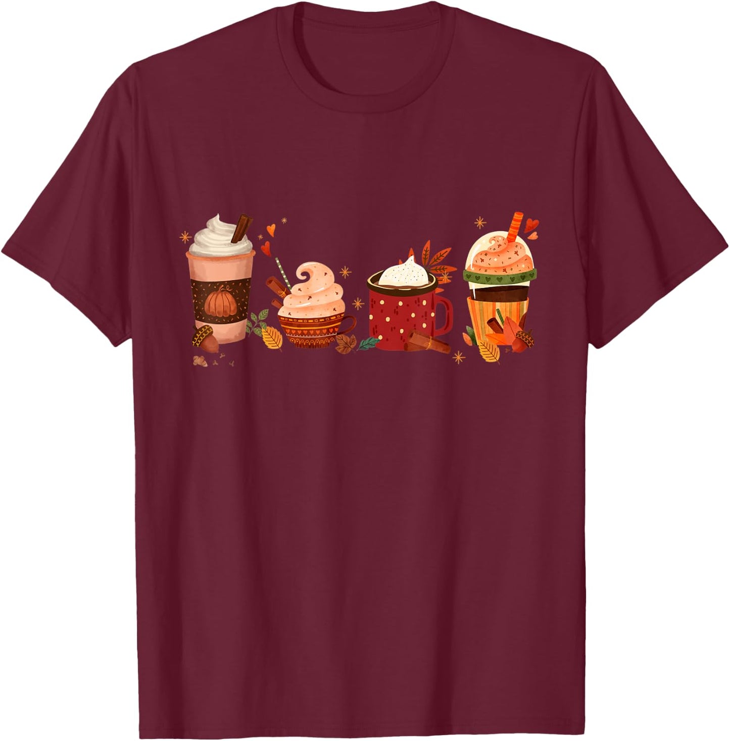 Pumpkin Spice Latte, Fall Coffee, Pumpkin Spice Thanksgiving T-Shirt - T-Shirt | Maroon