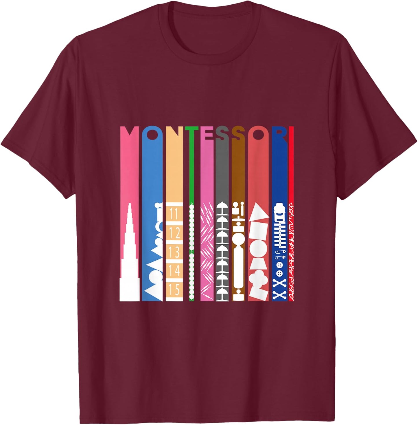 Montessori Colors T-Shirt - T-Shirt | Maroon