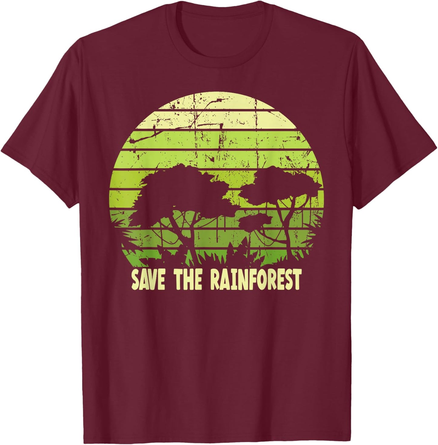 Save the Rainforest Environmental Awareness Novelty T-Shirt - T-Shirt | Maroon