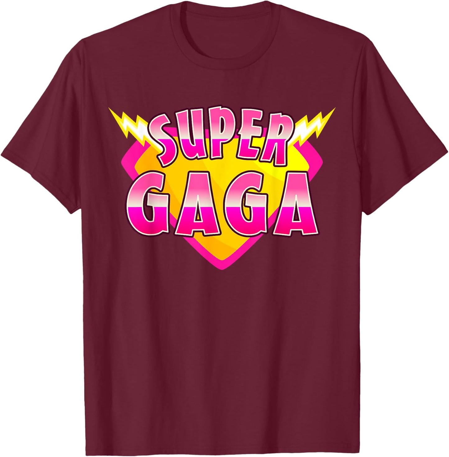Super Gaga Superhero Grandmother Comic Book Family Matching T-Shirt - T-Shirt | Maroon