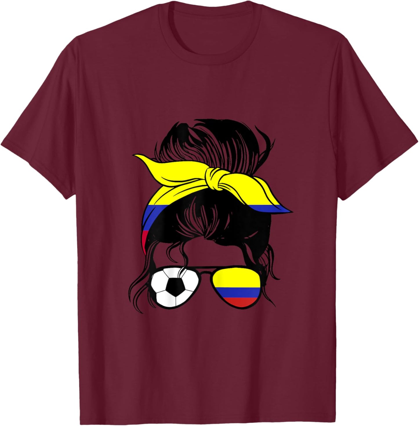 Colombian Soccer Mom Mothers Day Colombia Soccer Girl T-Shirt - T-Shirt | Maroon