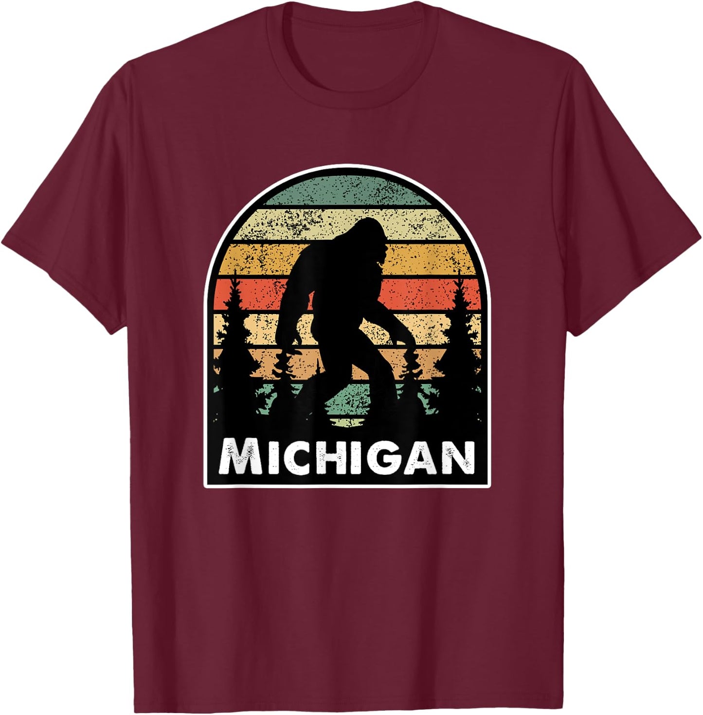 Michigan and a Bigfoot, or a Sasquatch T-Shirt - T-Shirt | Maroon
