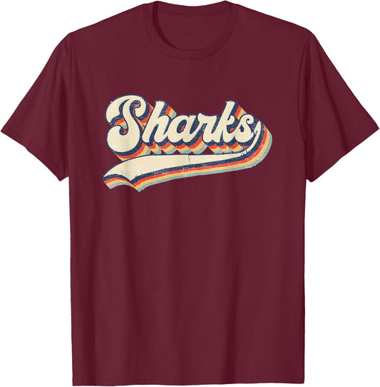 Sharks Sports Name Vintage Retro Gift Men Women Boy Girl T-Shirt - T-Shirt | Maroon