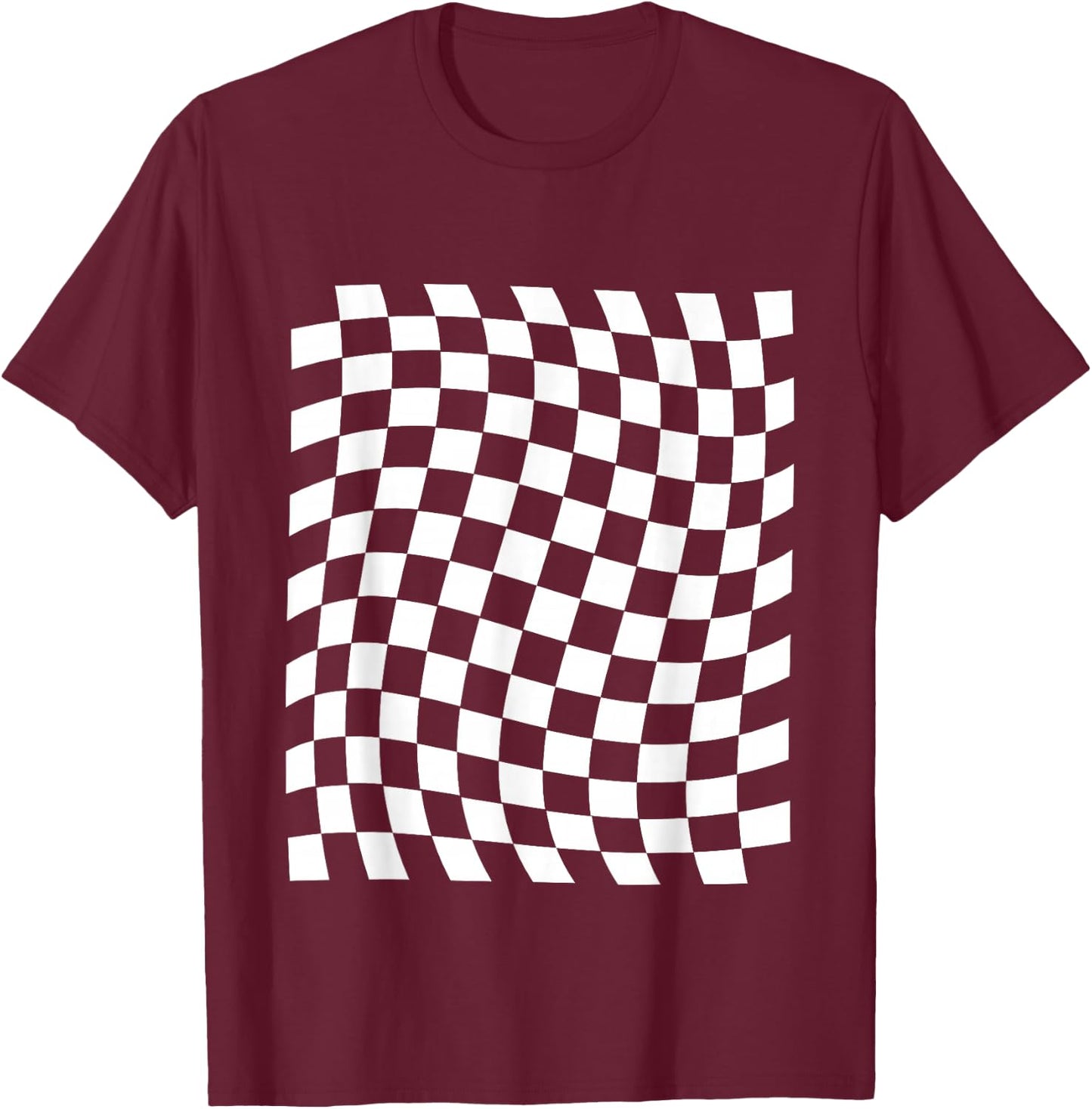 Black White Checkerboard T-Shirt - T-Shirt | Maroon