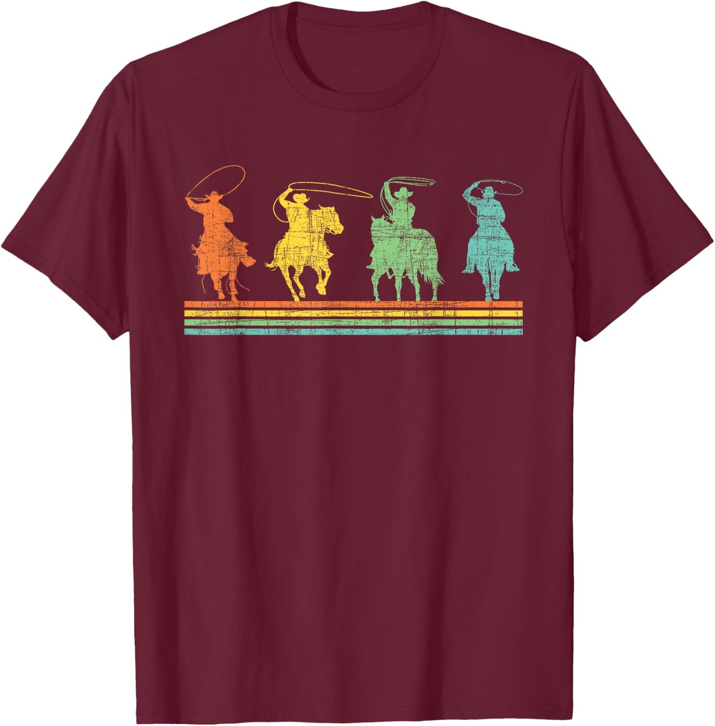 Cowboy - Calf Roping Lover Header Heeler Rodeo Horse Riding T-Shirt - T-Shirt | Maroon