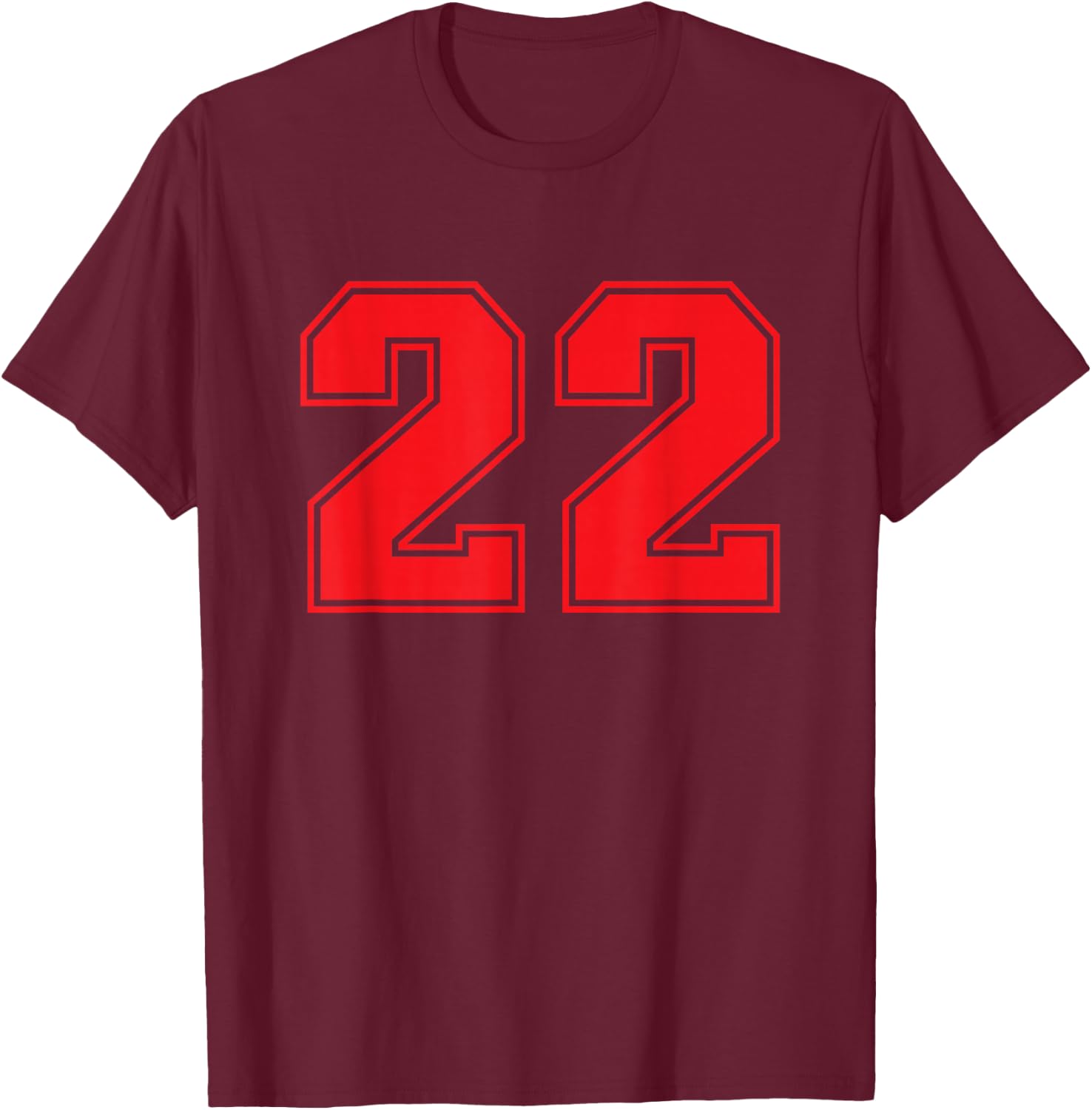 Red Sports Team Number #22 T-Shirt - T-Shirt | Maroon