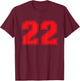 Red Sports Team Number #22 T-Shirt - T-Shirt | Maroon