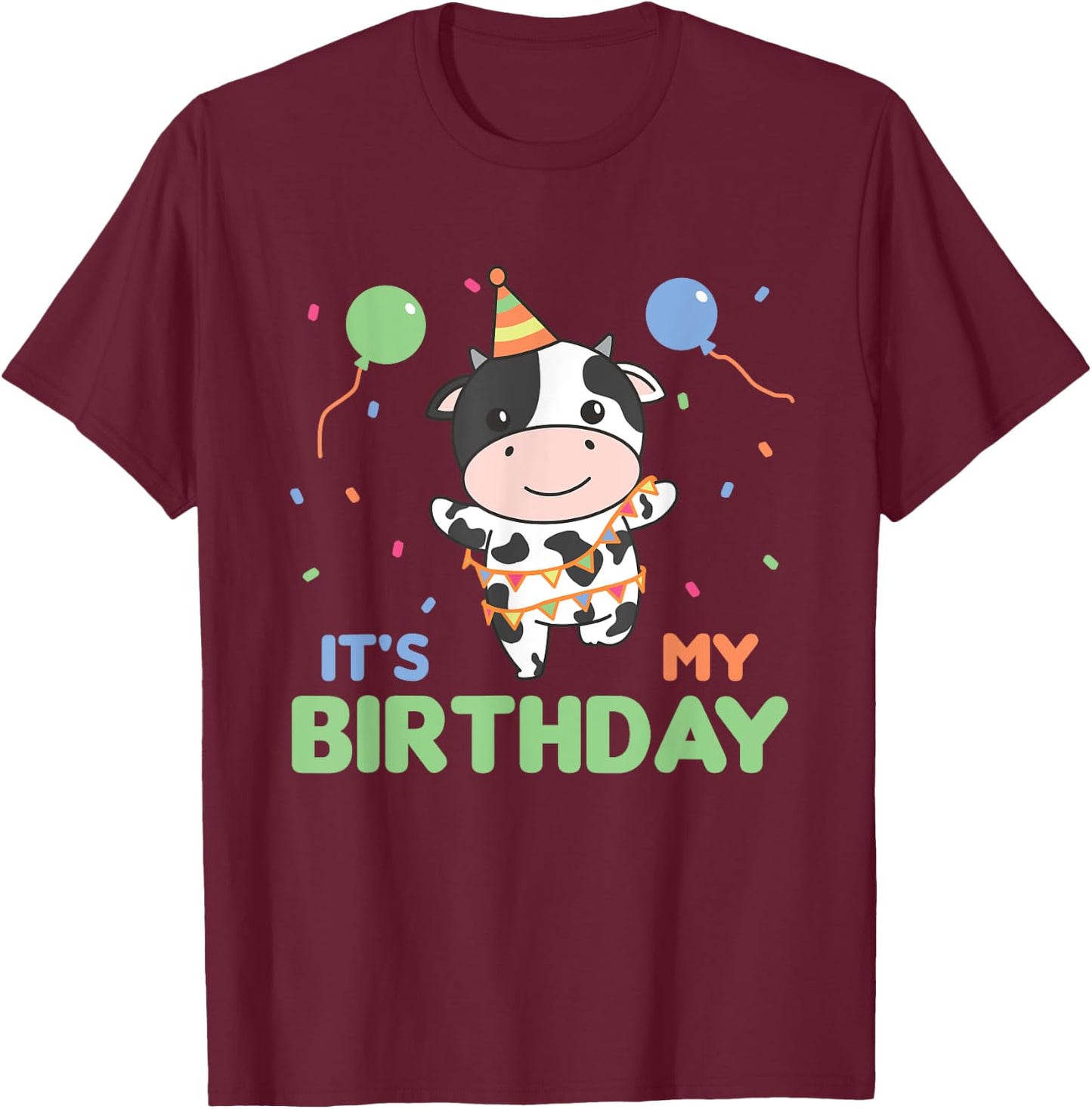 Birthday Cow For Kids It's My Birthday T-Shirt - T-Shirt | Maroon