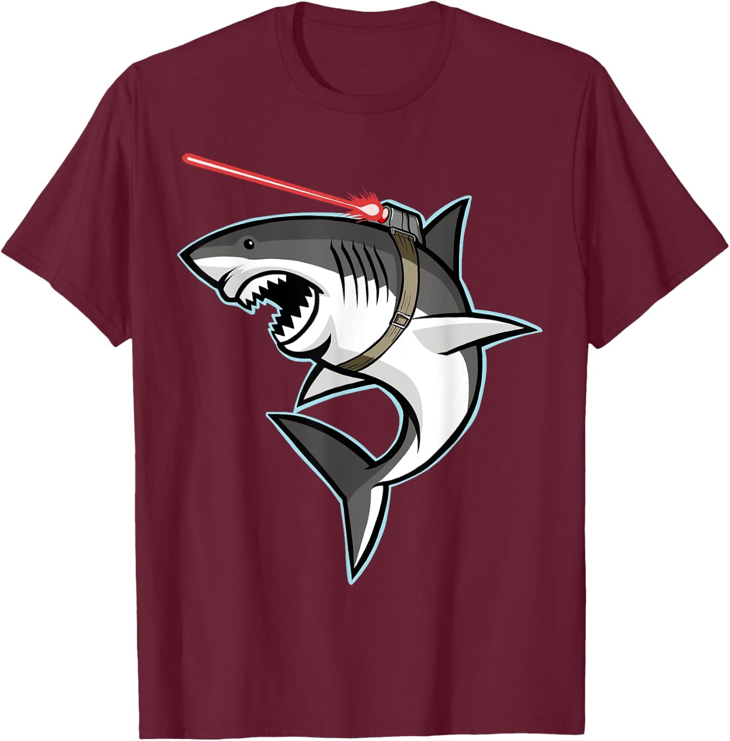 Laser Shark Shark with Laser Beam T-Shirt - T-Shirt | Maroon