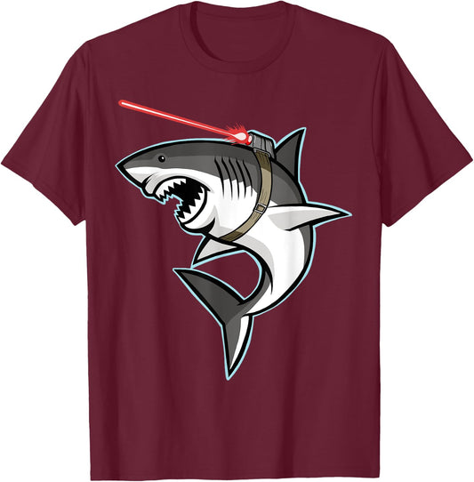 Laser Shark Shark with Laser Beam T-Shirt - T-Shirt | Maroon