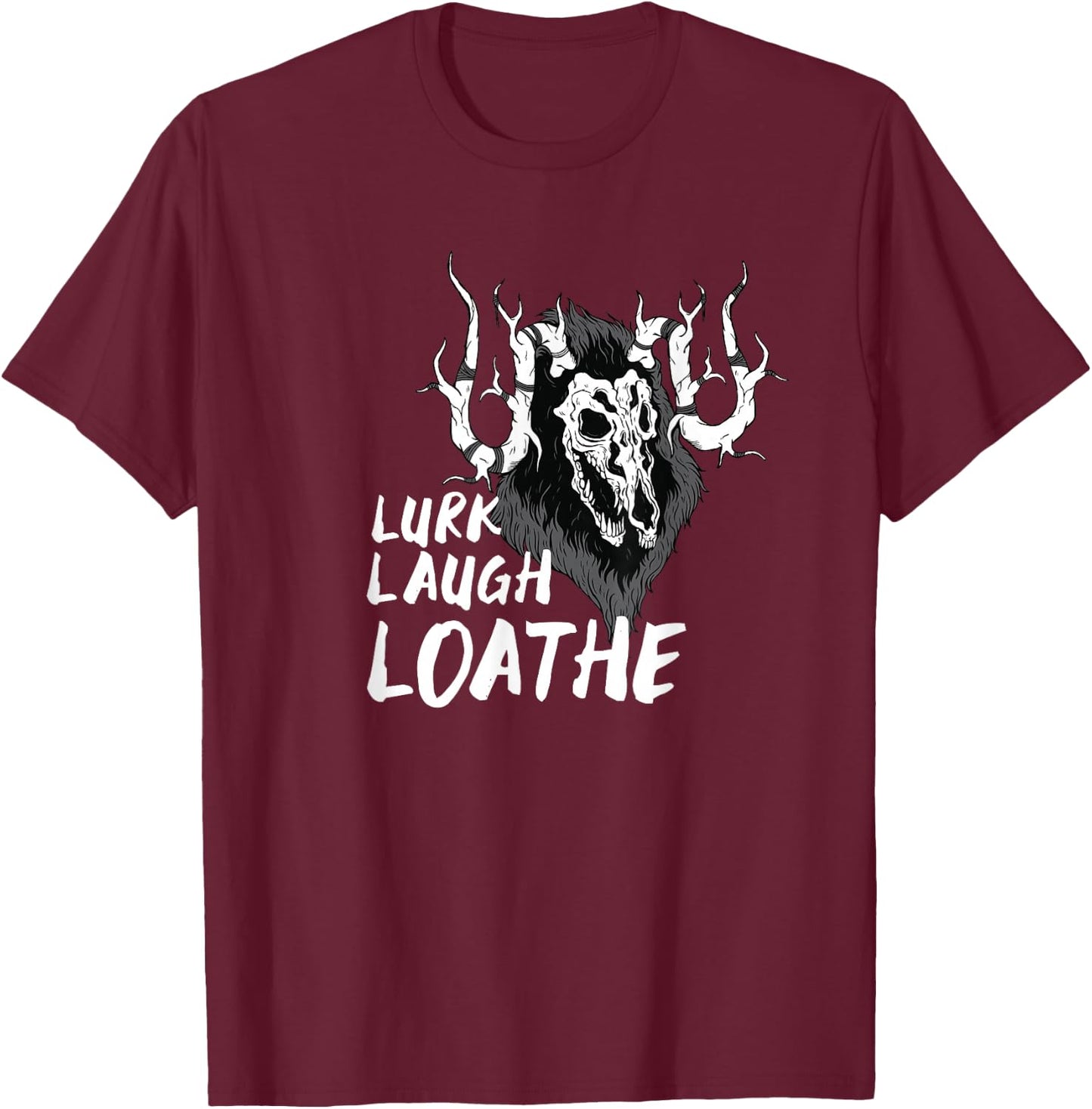 Wendigo Lurk Laugh Loathe T-Shirt - T-Shirt | Maroon