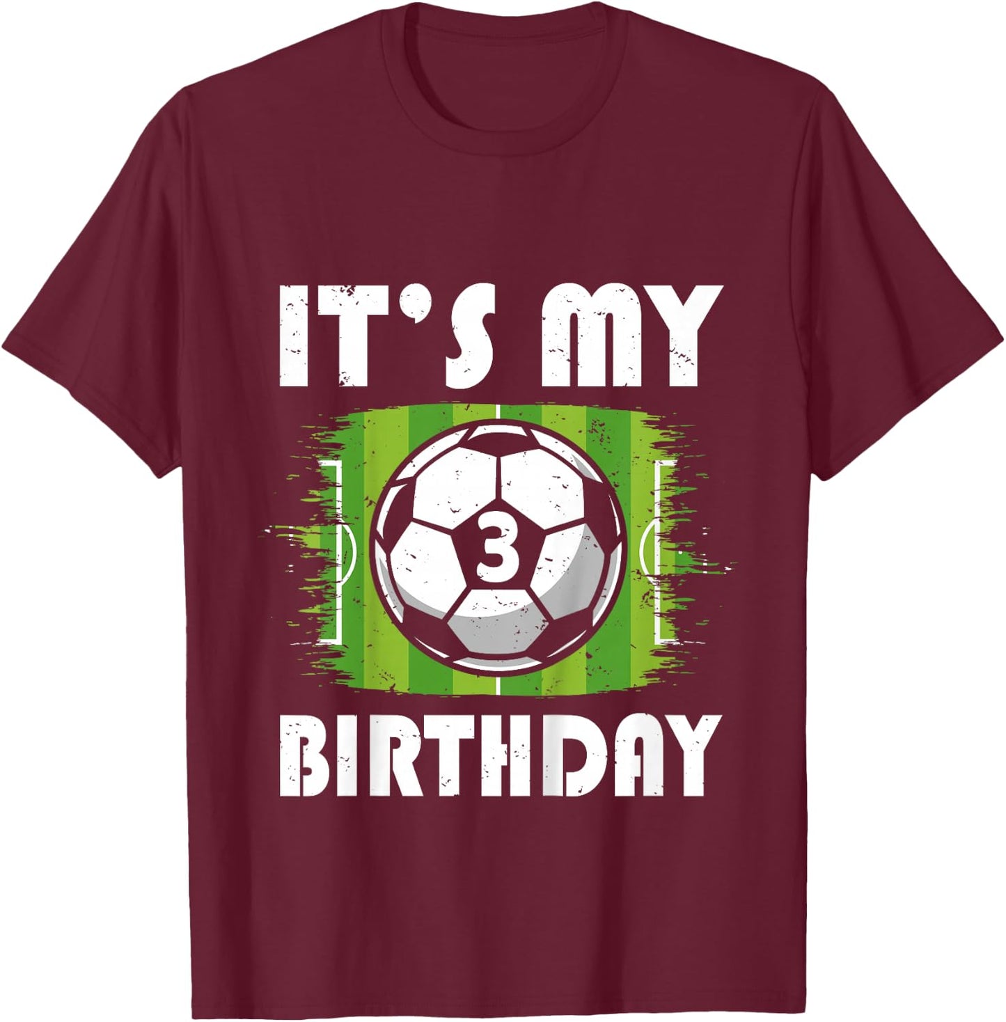 Kids 3 Years Old Kids Soccer Player 3rd Birthday Boy T-Shirt - T-Shirt | Maroon