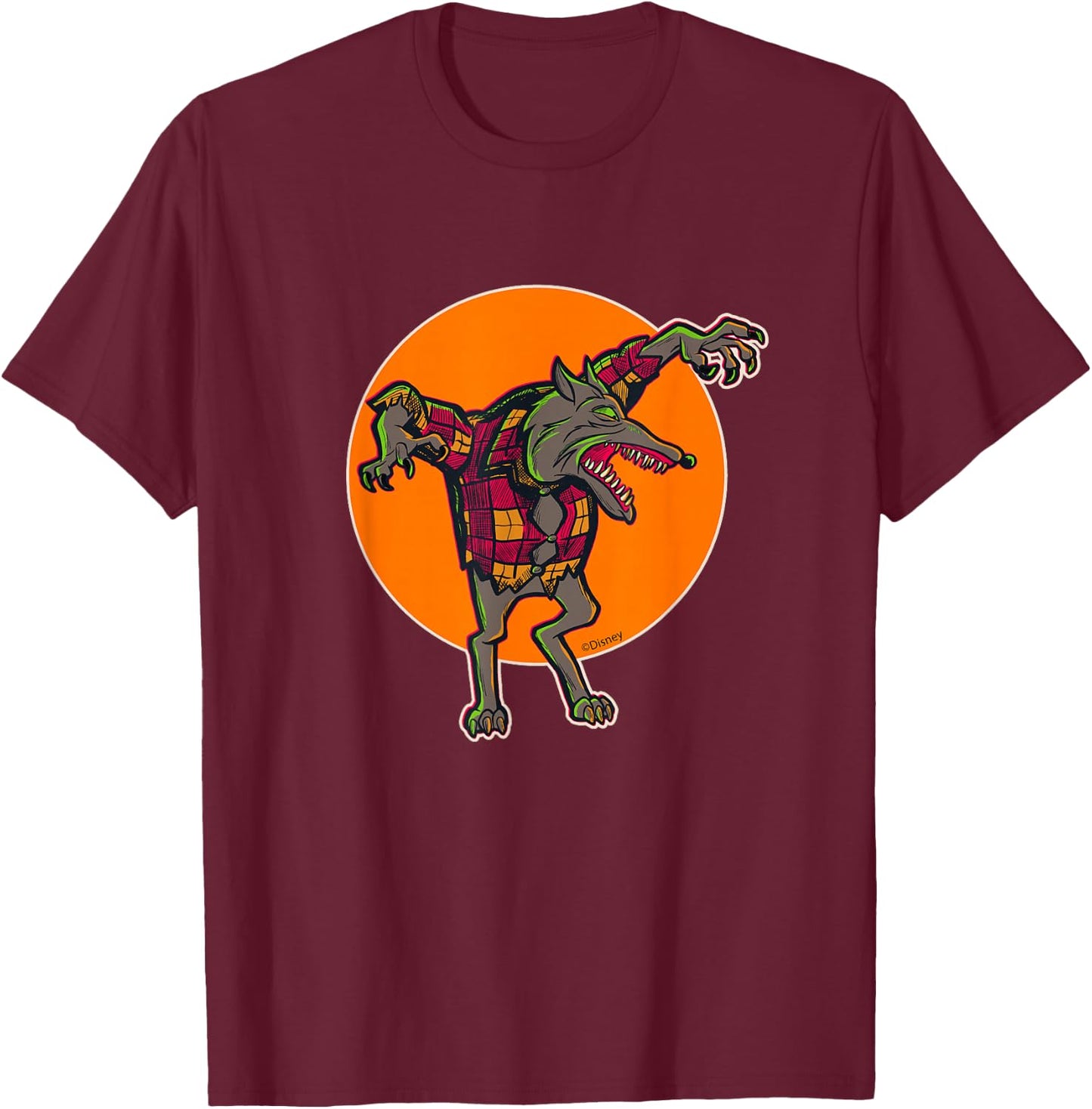 Disney 100 Nightmare Before Christmas Halloween Wolfman T-Shirt - T-Shirt | Maroon
