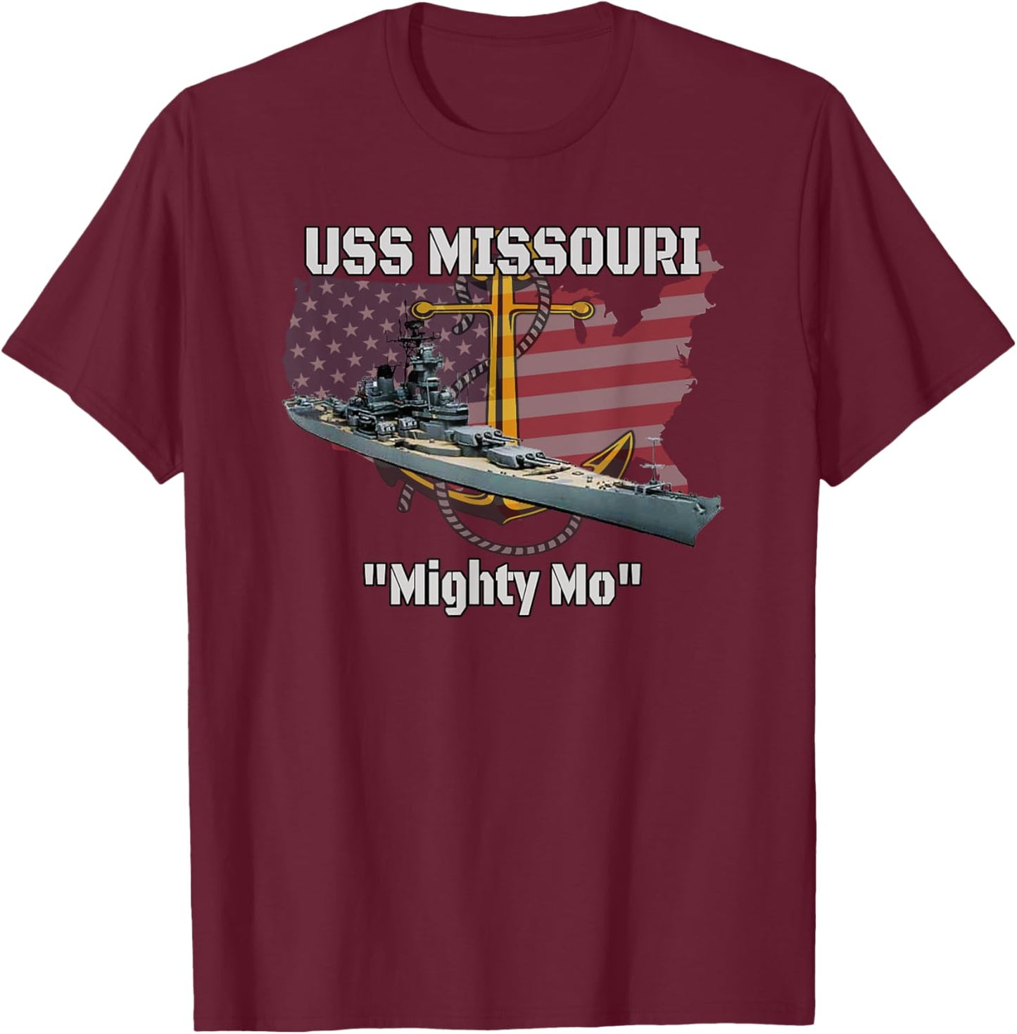 USS Missouri BB-63 Battleship Veterans Day Warship Father T-Shirt - T-Shirt | Maroon