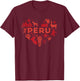 I Love Peru Heart simbols art Travel T-Shirt - T-Shirt | Maroon
