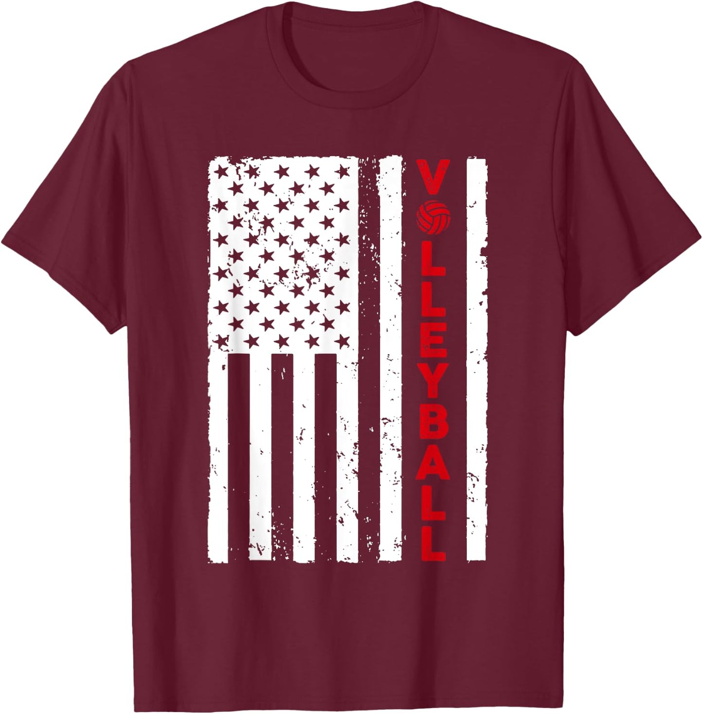 Funny Volleyball Design Women USA Patriotic Athlete T-Shirt - T-Shirt | Maroon