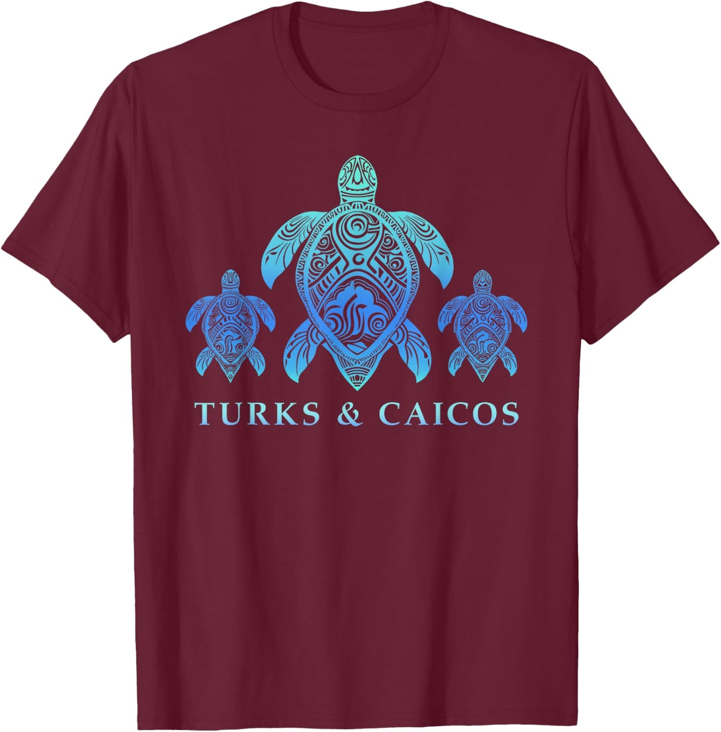 Turks & Caicos Tribal Green and Hawksbill Turtles Unity T-Shirt - T-Shirt | Maroon