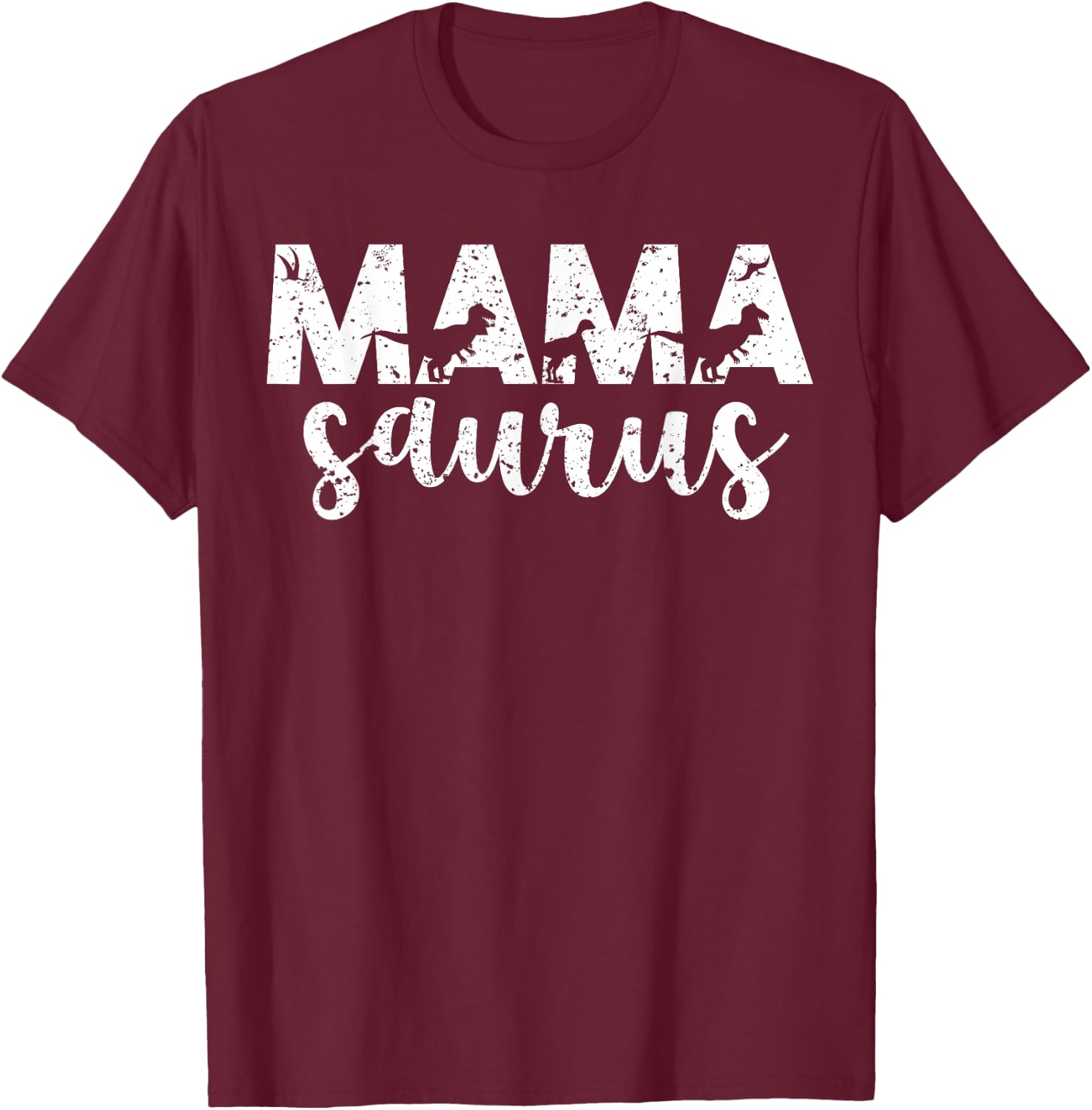 Mama Saurus T Rex Dinosaur Mama Saurus Mother's Day Best Mom T-Shirt - T-Shirt | Maroon