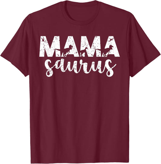 Mama Saurus T Rex Dinosaur Mama Saurus Mother's Day Best Mom T-Shirt - T-Shirt | Maroon