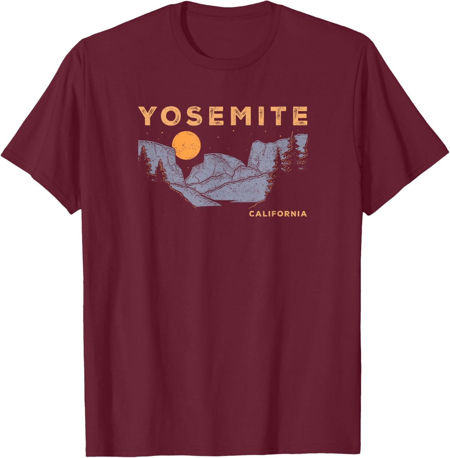 Vintage Yosemite Half-Dome National Park Retro T-Shirt - T-Shirt | Maroon