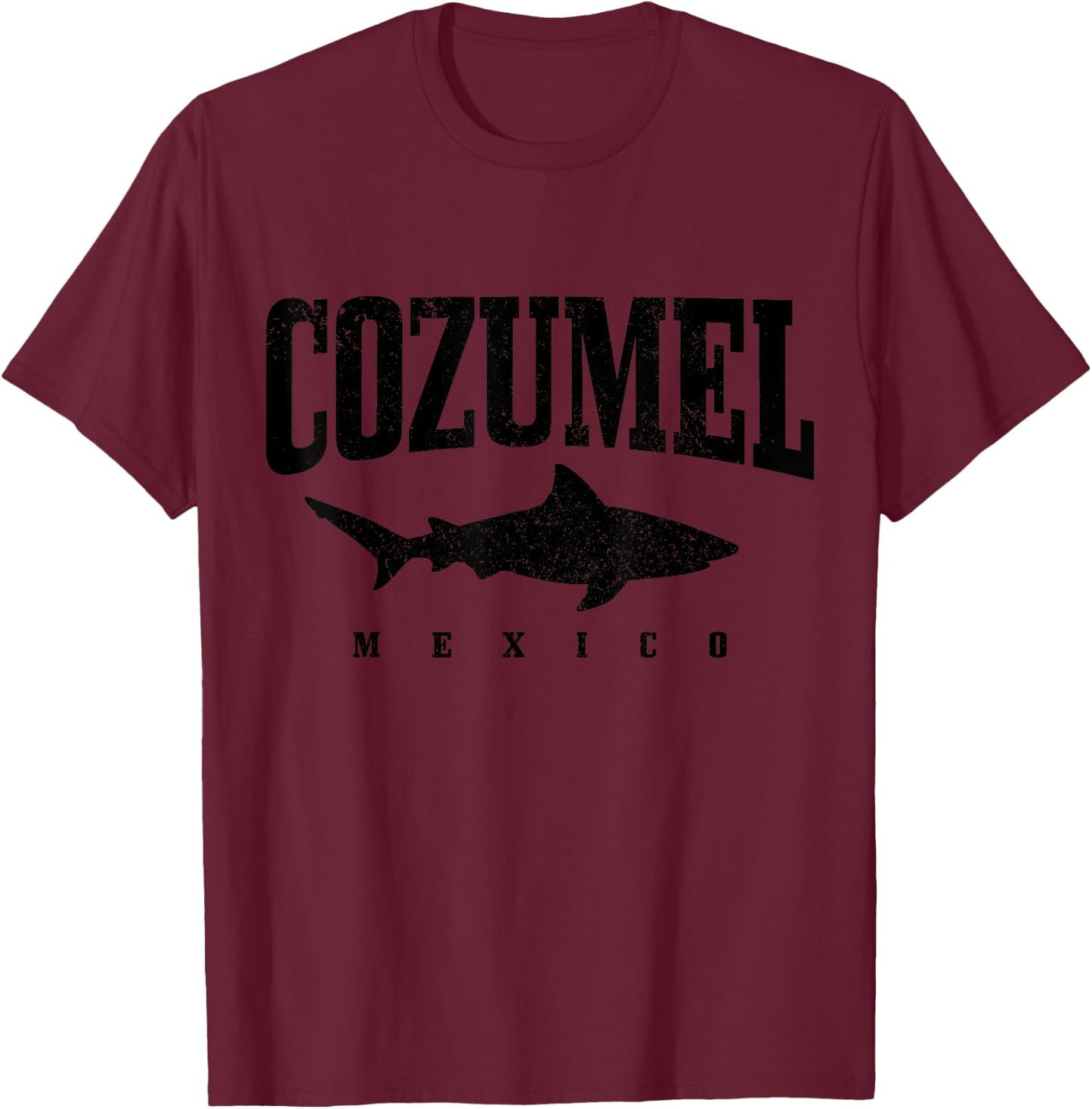 Cozumel Beach Mexico Diving Sharks Vintage T-Shirt - T-Shirt | Maroon