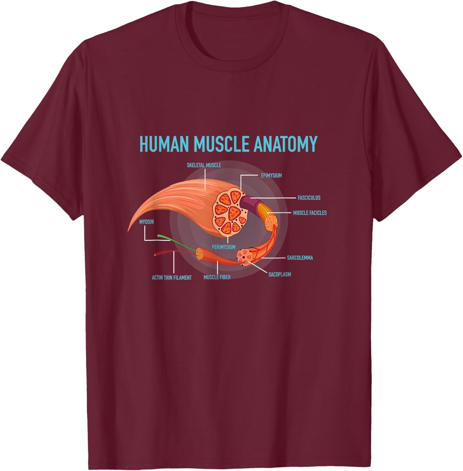 Anatomy of Human Muscle for Medic T-Shirt - T-Shirt | Maroon