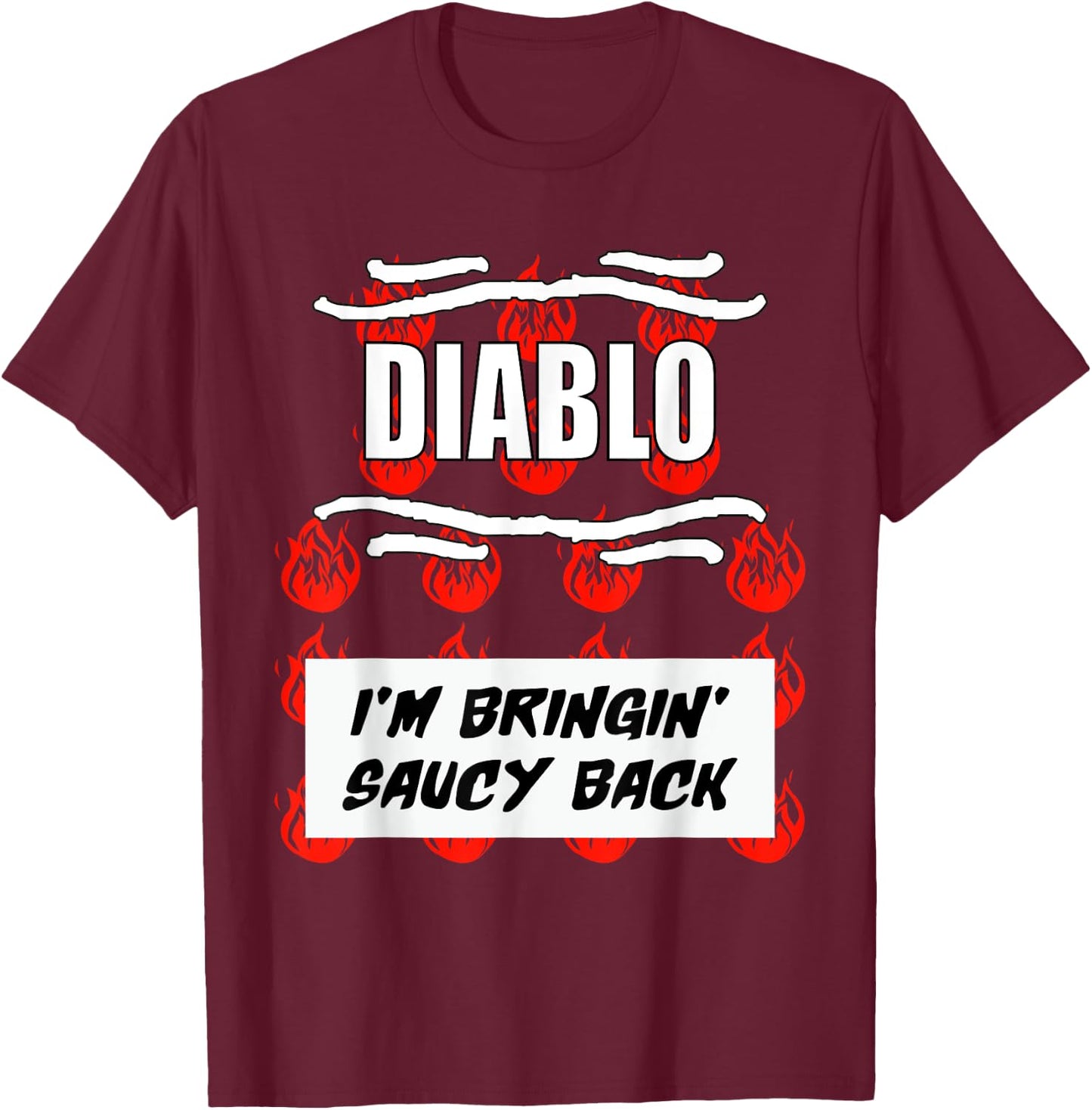 HOT SAUCES Group Halloween Costumes Taco DIABLO SAUCE T-Shirt - T-Shirt | Maroon