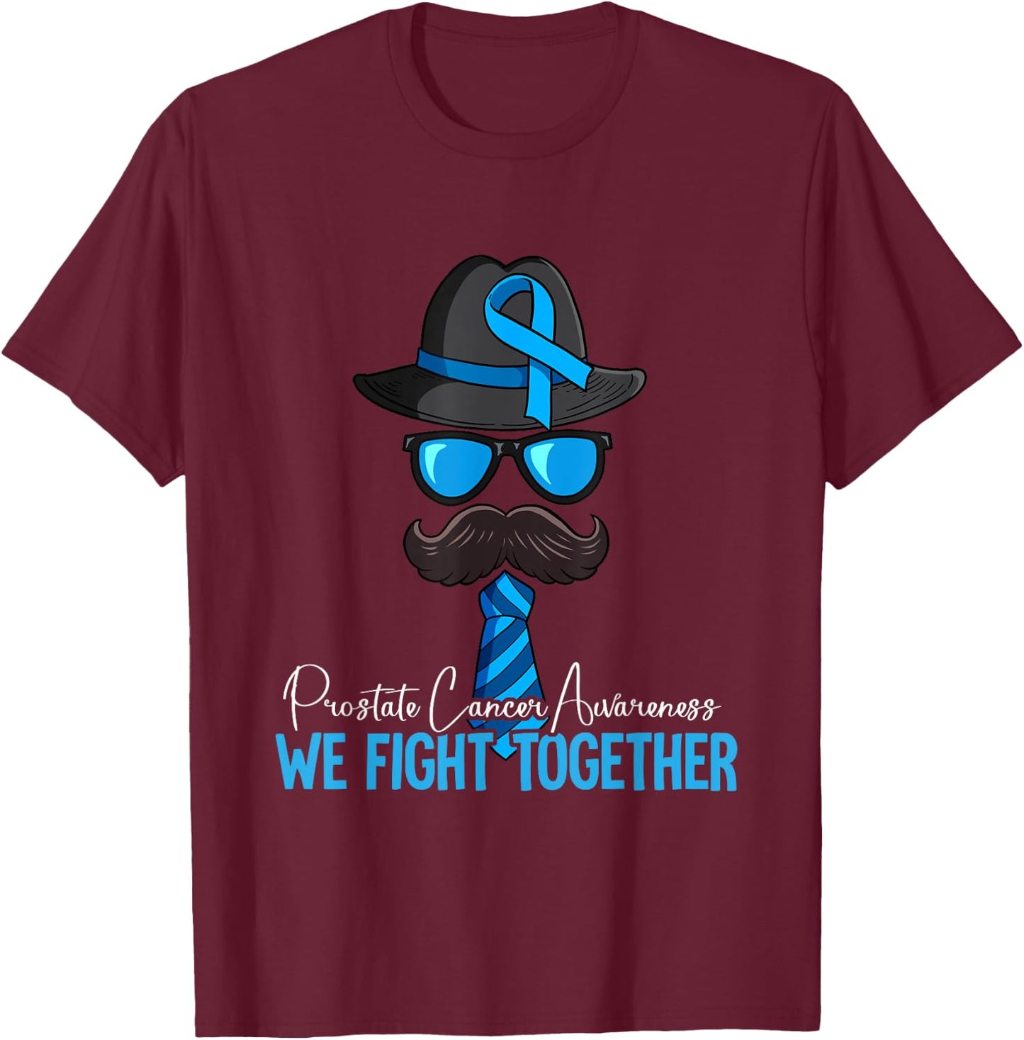 Prostate Cancer Awareness Gift Prostate Cancer Awareness -Adults, -Kids Black Short Sleeve Classic Fit U-Neck T-Shirt - T-Shirt | Maroon
