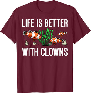 Cute Love Ocean Animals Fish Tank Humor Designs Funny Aquarium Clown Fish Gift Women Fish Lovers T-Shirt - T-Shirt | Maroon