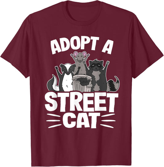 Adopt A Street Cat Skunk Rat Raccoon Women Kids T-Shirt - T-Shirt | Maroon