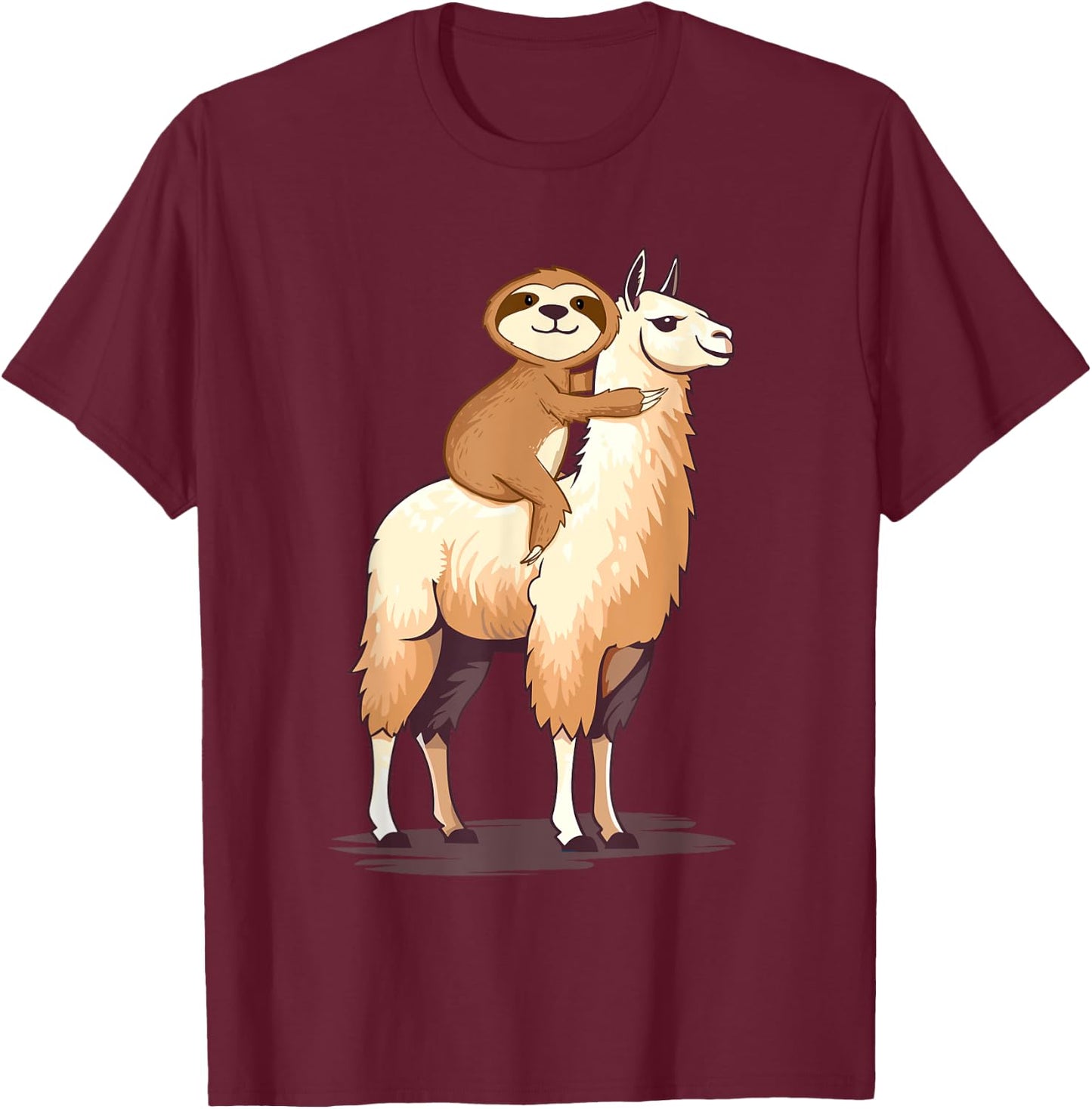 Riding Sloth - Wildlife Llama Animal Nature Lover Zookeeper T-Shirt - T-Shirt | Maroon
