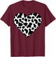 Cow-Print Heart T Shirt Women Heifer Farm Mom Mothers Day T-Shirt - T-Shirt | Maroon