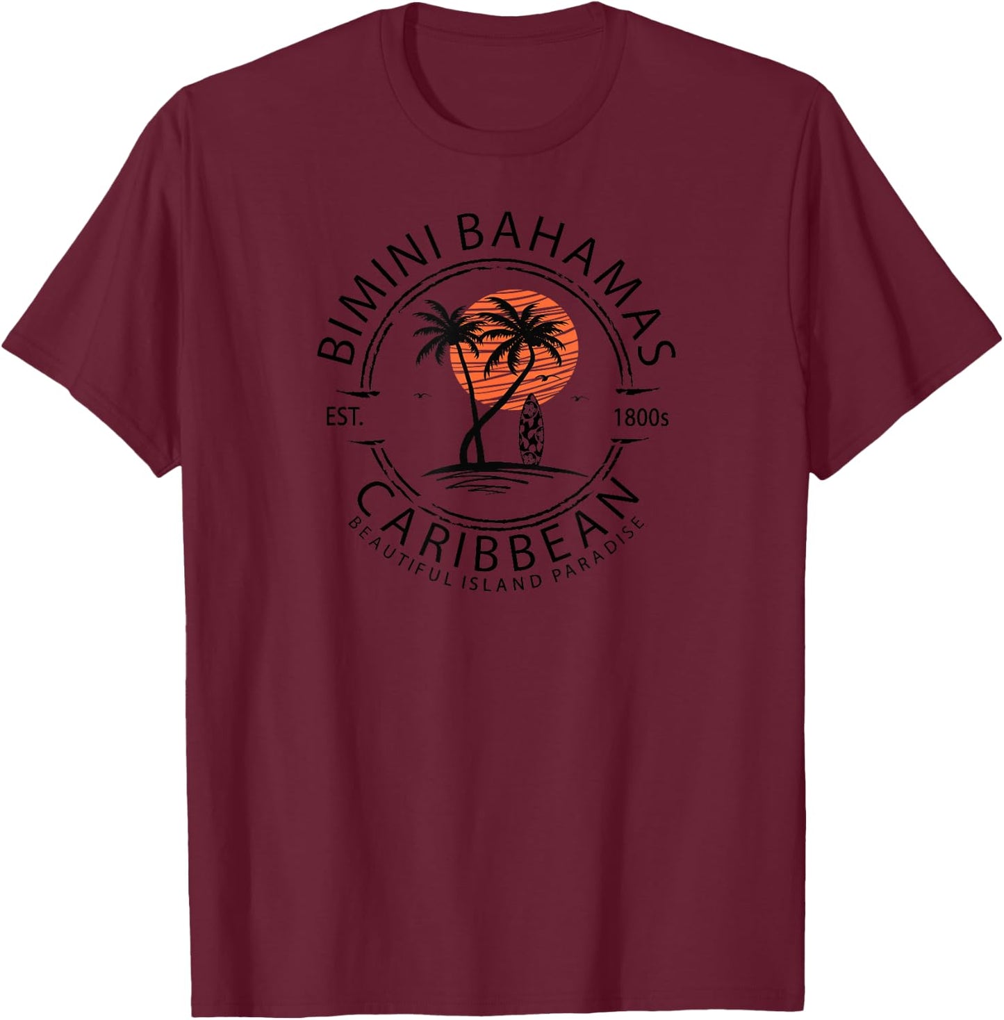 Bimini Beach Bahamas Vacation Caribbean Tropical Summer T-Shirt - T-Shirt | Maroon