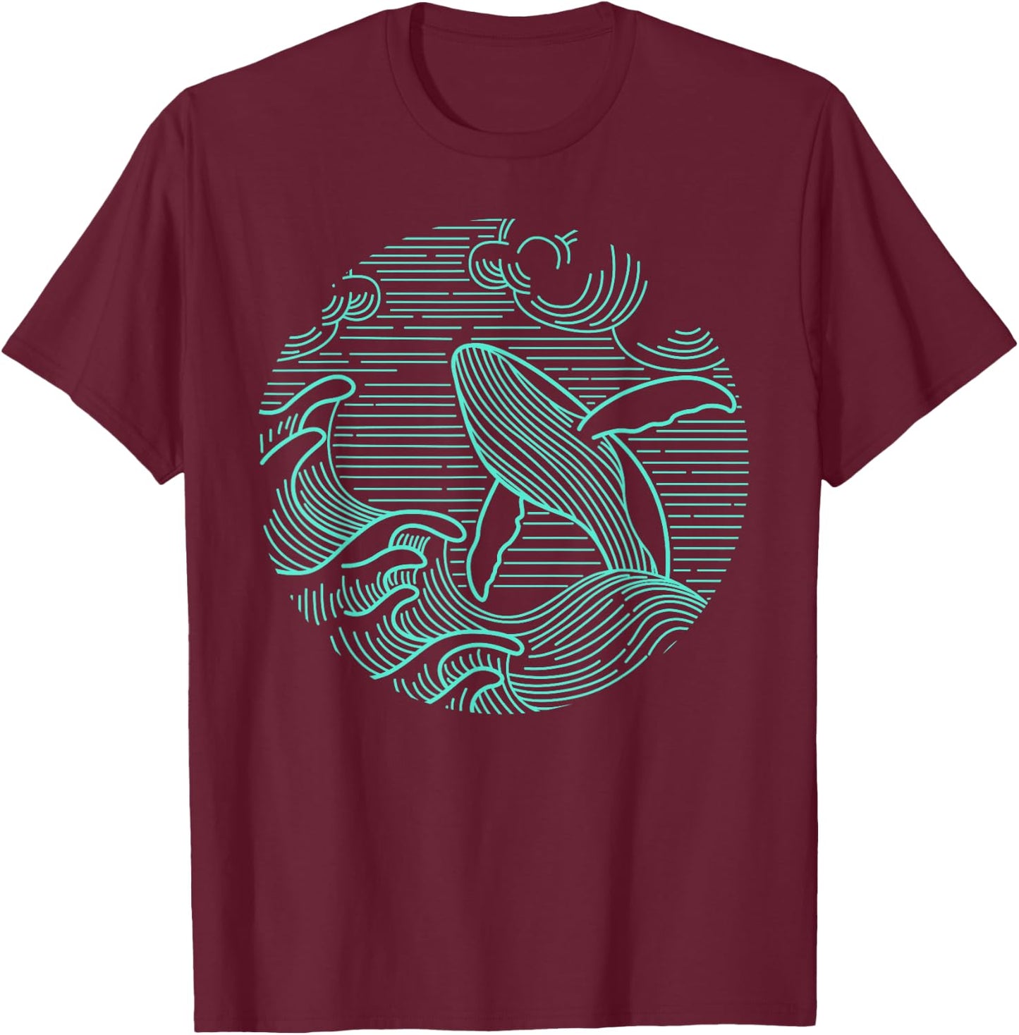 Humpback Whale Marine Life Ocean Nature Sea Blue Waves T-Shirt - T-Shirt | Maroon