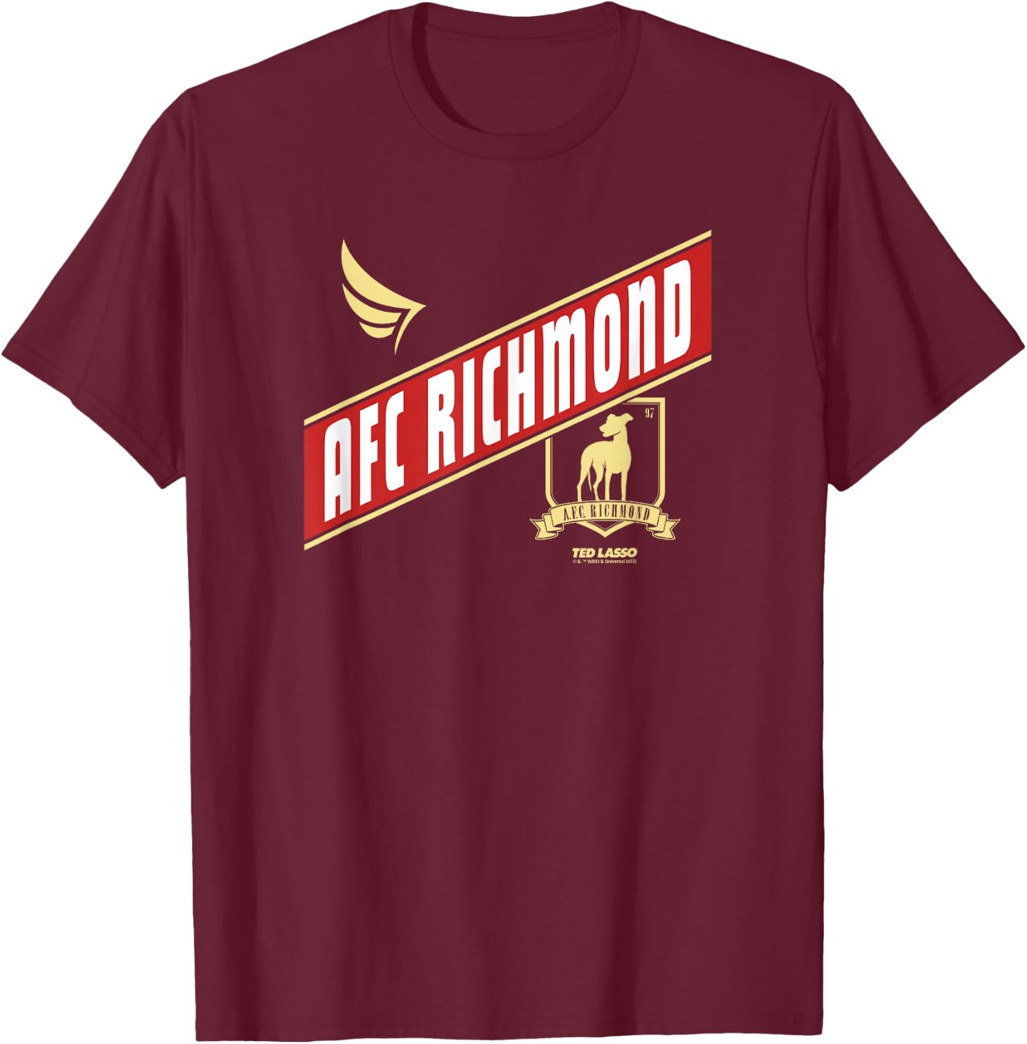 Ted Lasso AFC Richmond Crossed Band Logo T-Shirt - T-Shirt | Maroon