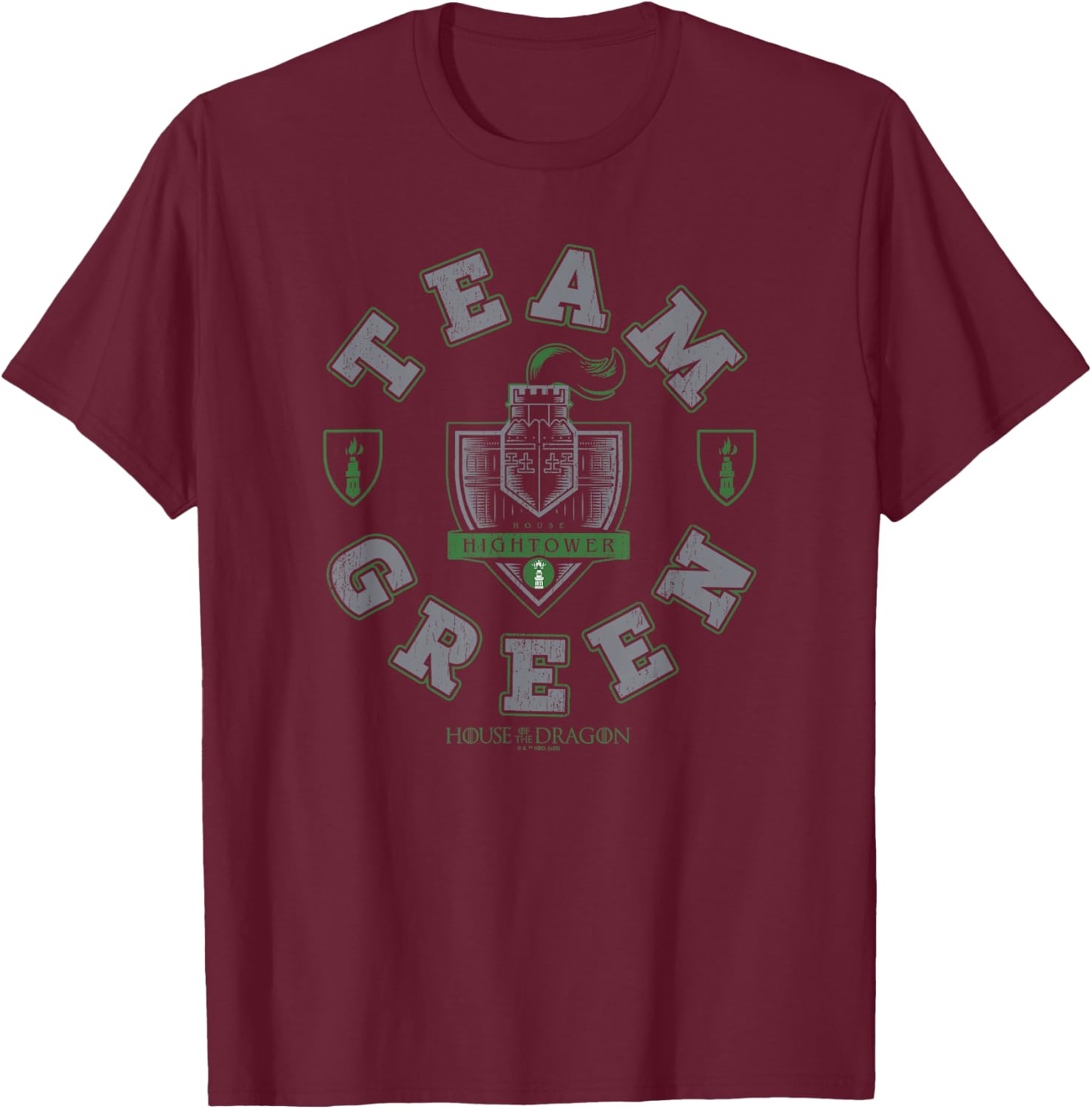 House Of The Dragon Team Green Hightower House Logo T-Shirt - T-Shirt | Maroon